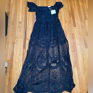I NWT Brand New Women's Honey Punch Two-Tone Lace Off Navy Dress